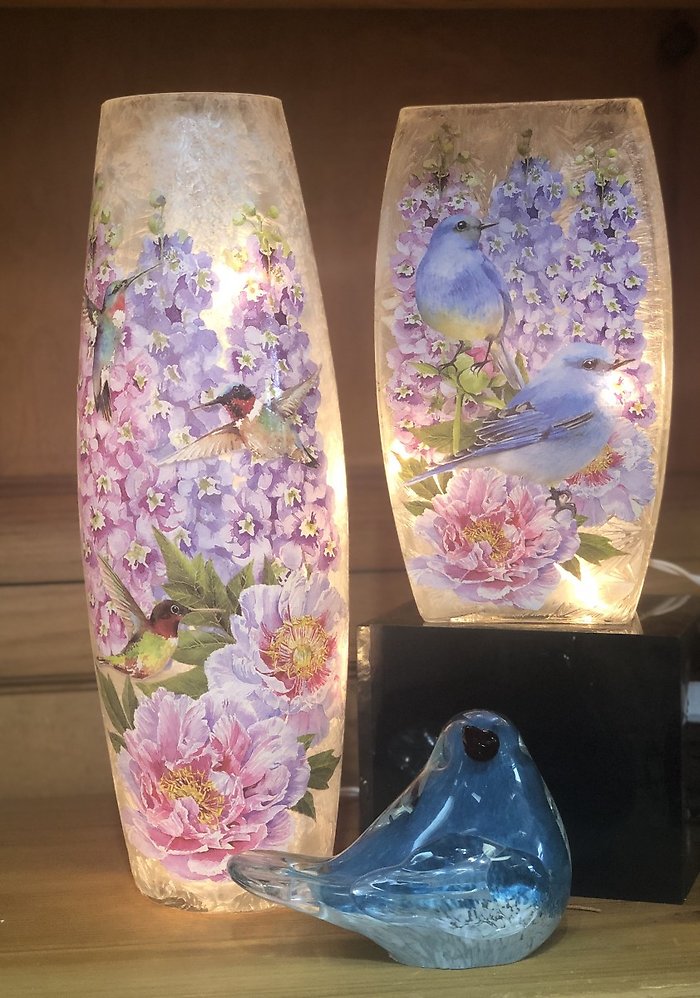 Decorative Lit Vase - Birds