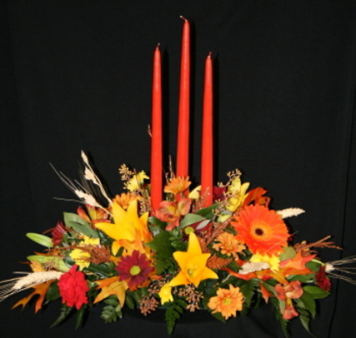 Designers Choice Thanksgiving Centerpiece - 3 candles