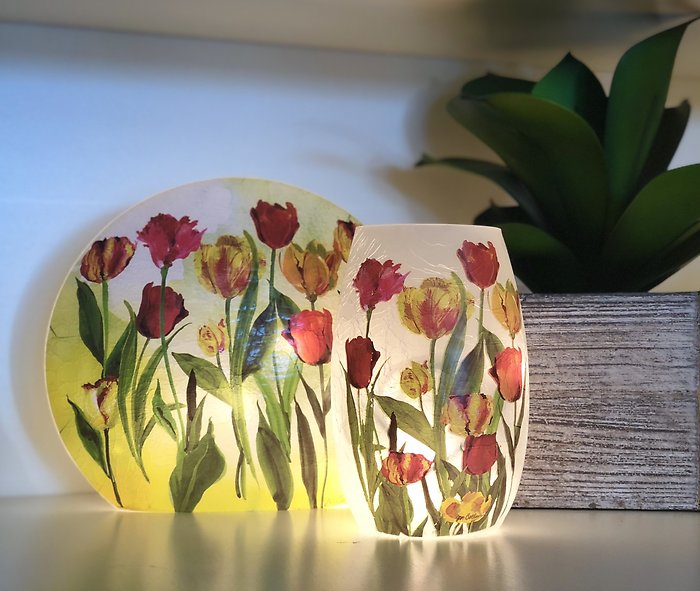 Decorative Lit Vase - Tulips
