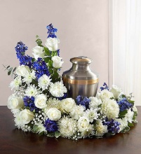 Cremation Wreath - Blue and White